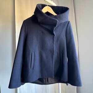Navy Hooded Wool Peacoat